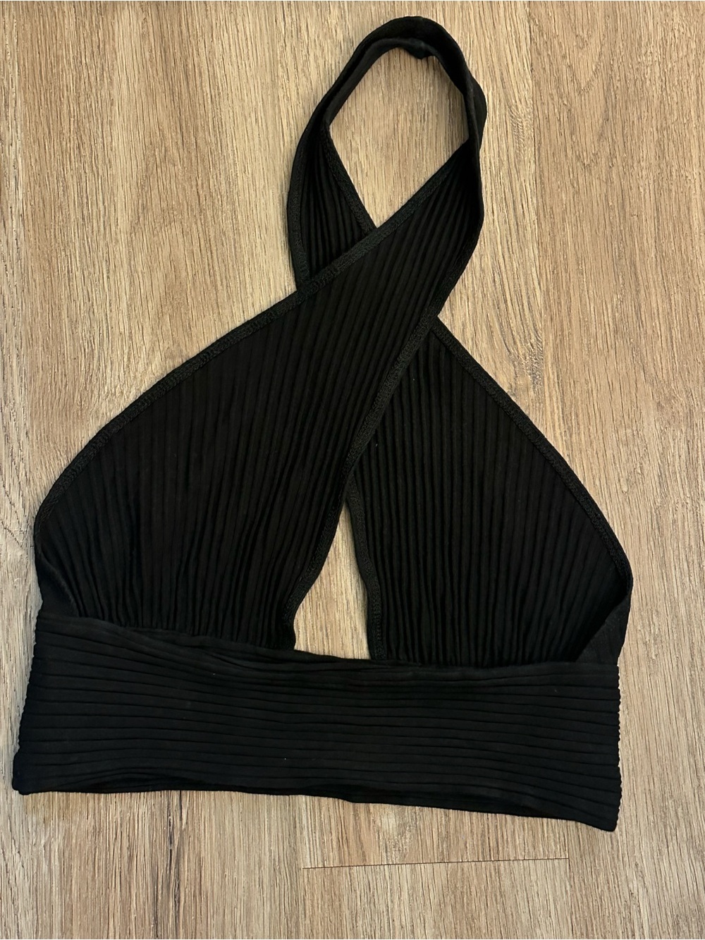 Callahan Knitwear Mimi Halter Tank Ribbed Black Size Small - Picture 3 of 4